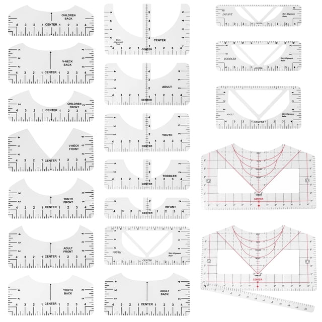 Plastic Tshirt Ruler Guide Enduring T Shirt Alignment Ruler Lightweight Shirt Alignment Tool for V Neck Front and Back Measurement-transparent-
