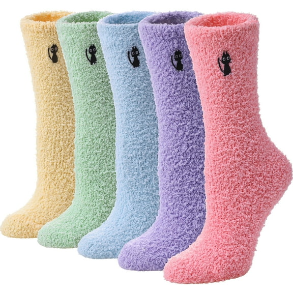 5 Pairs Fuzzy Socks Soft Cozy Socks for Women Casual Sleep Comfy Socks Winter Warm Socks for Women Gift