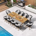 thumbnail image 5 of PURPLE LEAF 11 Pieces Patio Dining Set, Rectangular Aluminum Outdoor Table and 10 Wicker Chairs with Cushions for Garden Kitchen and Porch, Teak, 5 of 11