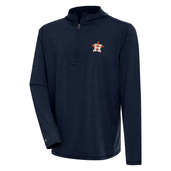 Men's Antigua  Heather Navy Houston Astros Tidy Quarter-Zip Hoodie