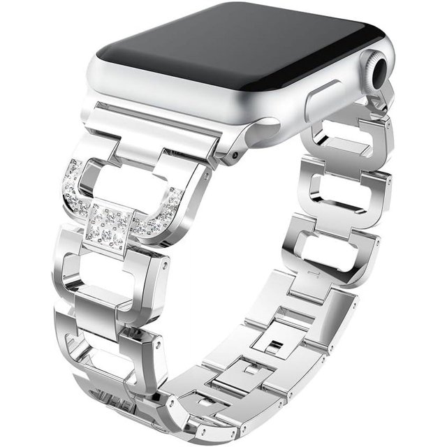 KOMI Compatible with Apple Watch 45mm 41mm Band -Metal Stainless Steel with Crystal Diamond Watch Band Replacement Strap for iWatch Series 8/7/6/SE/5/4/3/2/1