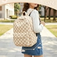 thumbnail image 4 of DAKIMOE School Backpack for Teens Cute Girlish Middle High School Bookbag Large Capacity Lightweight Daypack for College Students Brown and White Check, 4 of 7