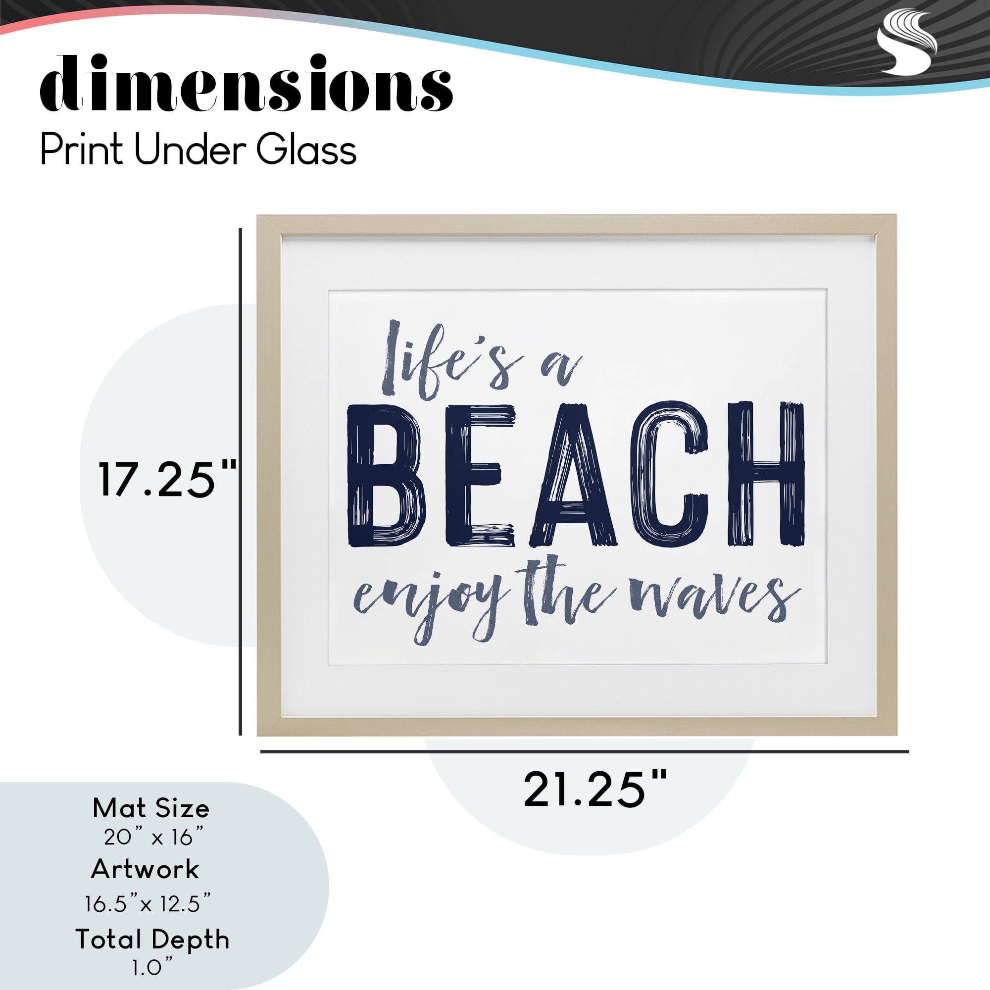 Summer Sentiment Enjoy Waves Birch Framed Print Under Glass, design by Lettered and Lined