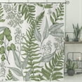 thumbnail image 2 of Tropical Plants Shower Curtain, Vintage Sage Green Tropical Plants Leaves Beige Bathroom Curtain Waterproof Fabric Machine Washable with Hooks, 72" Wx84 L, 2 of 6