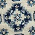 thumbnail image 6 of LR Home Fret Blue 3 ft. Round Floral Border Wool Area Rug, 6 of 7