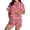 Hot Pink, variant on Women's Face Print Pajama Set, I Love Mum Graphic Print Short Sleeve Button Down Loungewear Shorts Set, Unique Mother's Day Gift