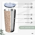 thumbnail image 6 of Kll Beige Sparkling Glitter Stainless Steel Vacuum Insulated Coffee Cup 20 Oz Insulated Travel Mug Water Cup With Leak-Proof Straw Lid & Flip Lid,1 Metal Straws,1 Cleaning Brush, 6 of 8