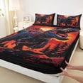 thumbnail image 4 of Feelyou Retro Sunset Dinosaur Bed Sheets for Boys Men Kids, Mountain Wildlife King Sheets, Black Orange, 4-Piece, 4 of 5