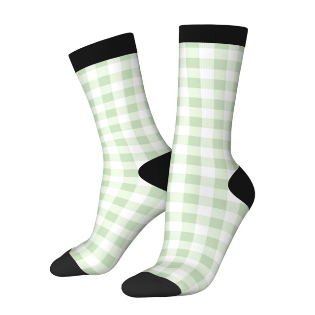 Balery Green Checkboard Calcetas Largas con Estampado para Hombre y Mujer – Suaves y Transpirables, Talla Única (US 5-11)