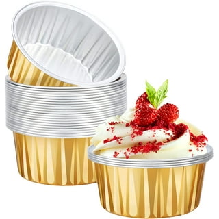 Restaurantware Foil Lux 4 Ounce Creme Brulee Cups, 100 Freezable Disposable Ramekins - Flat Lids Sold Separately, Oven-Ready, Silver Aluminum Baking