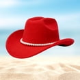 thumbnail image 2 of AJGRHE Big Wide Brim Fedora Hat for Women - Nashville Outfits Western Hats Women's Felt Panama Rancher Hat Red One Size, 2 of 4