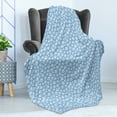 thumbnail image 4 of Paw Print Soft Flannel Fleece Blanket, Animal Themed Pattern with Pet Foot Marks on Blue Toned Background Print, Cozy Plush for Indoor and Outdoor Use, 60" x 80", Sky Blue and White, by Ambesonne, 4 of 5