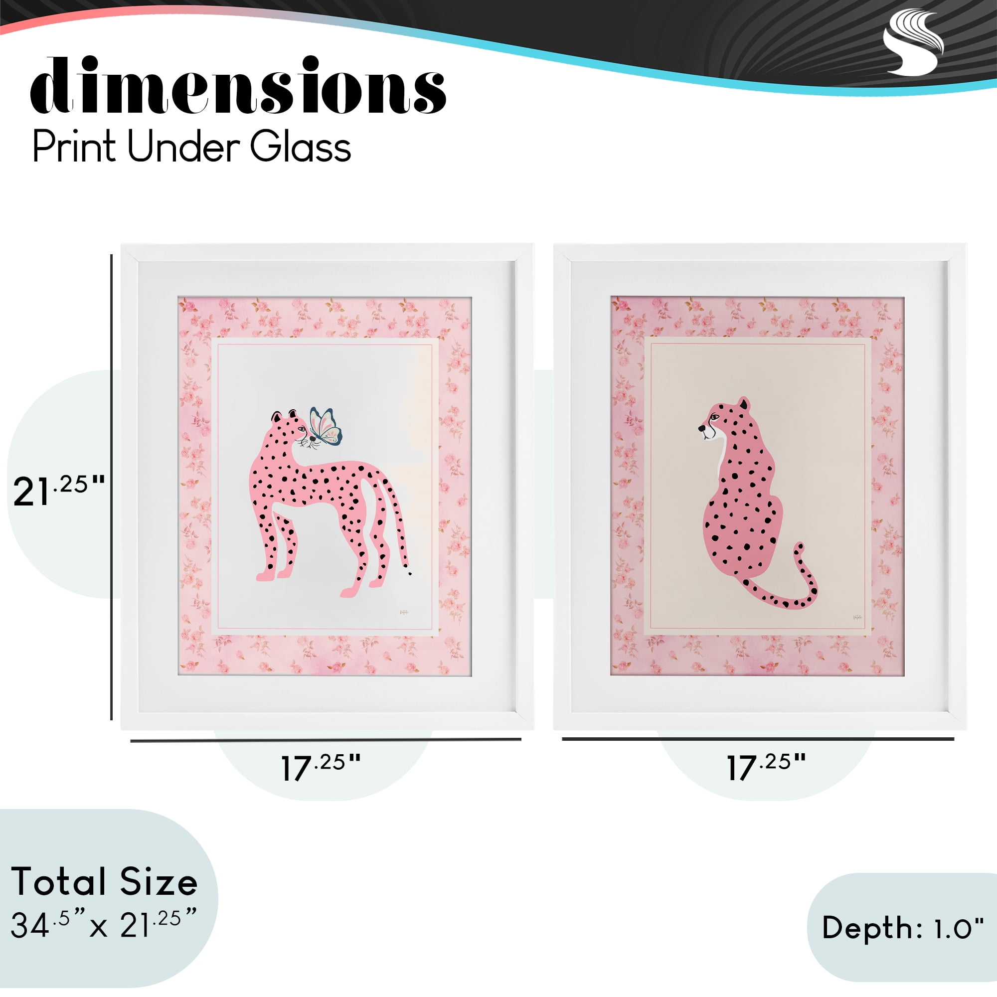 Stupell Industries Pink Leopard & Floral Border 2 Piece White Framed Print Under Glass Set, design by Natalie Carpentieri