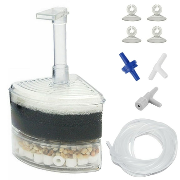 Aquaneat Sponge Filter, Aquarium Corner Filter for Nano Fish Tank with Accessories
