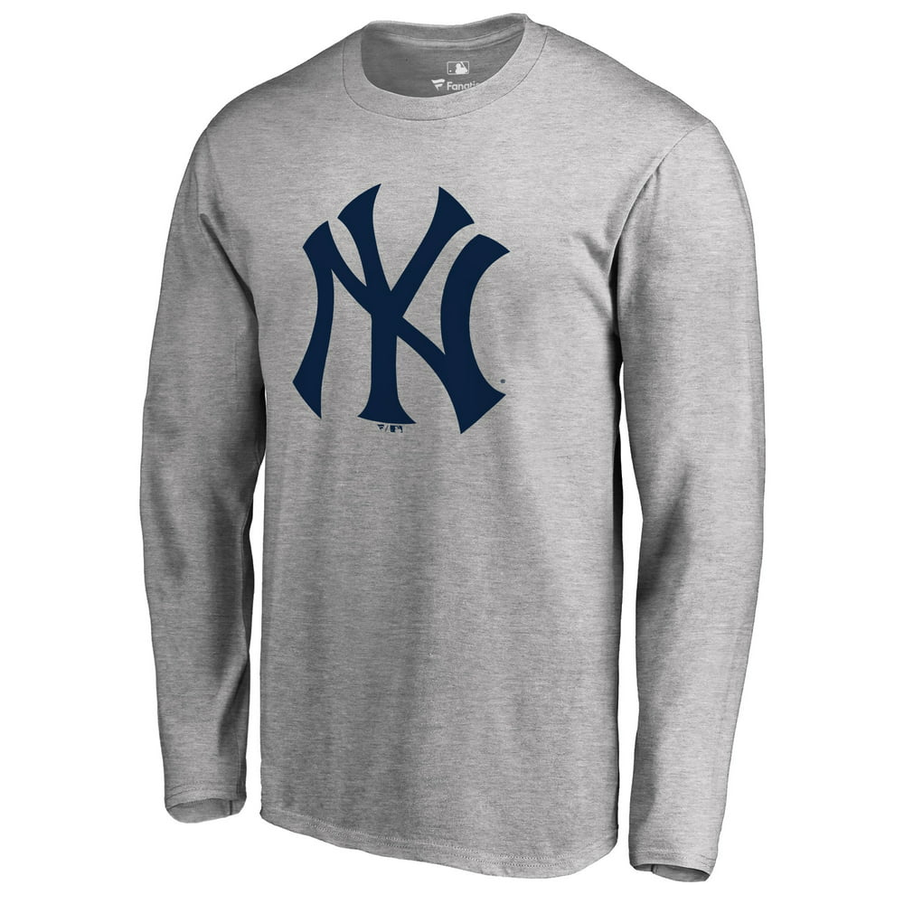 New York Yankees Secondary Color Primary Logo Long Sleeve T-Shirt - Ash ...