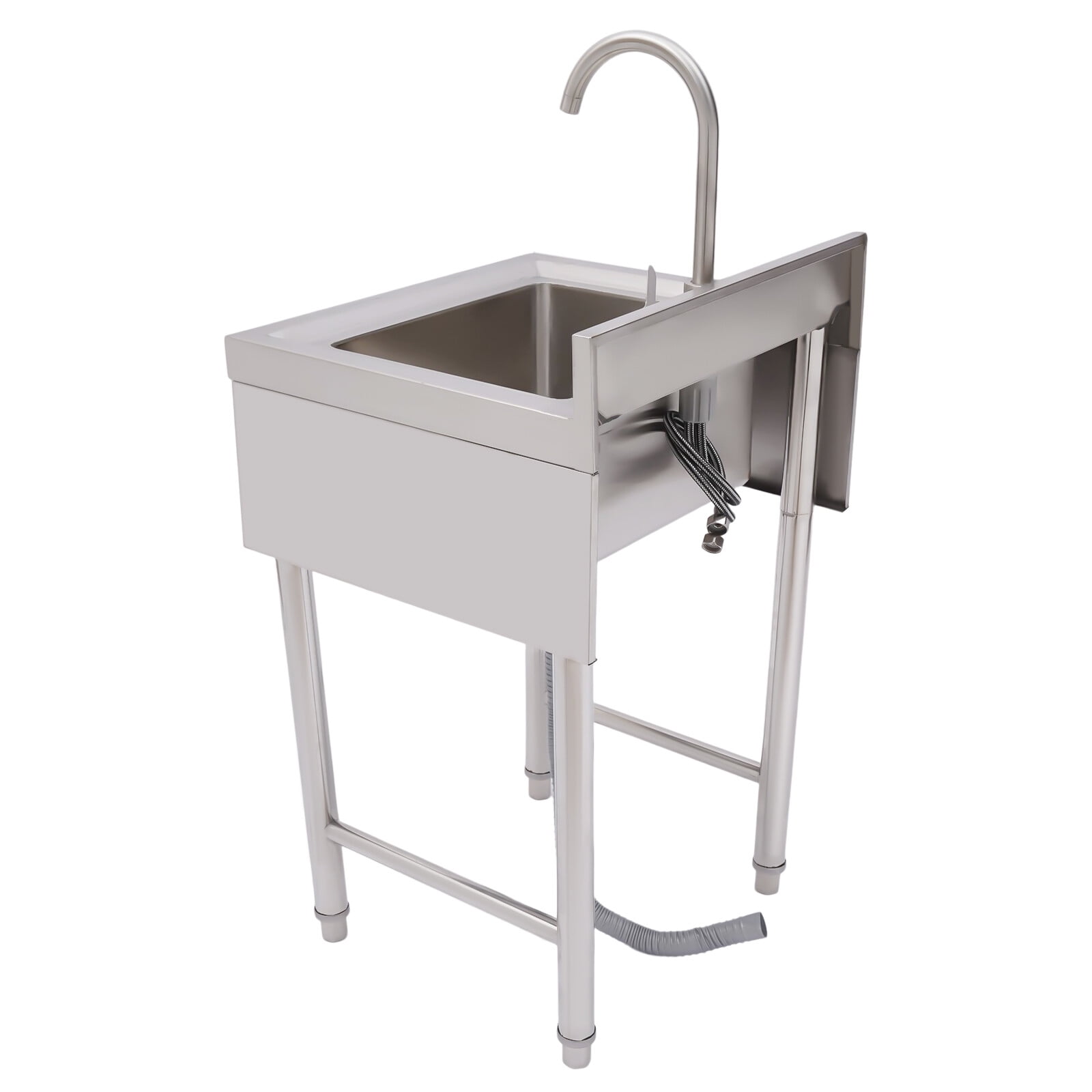 Commercial Utility Sink Stainless Steel Kitchen Sink 1 Compartment with Faucet
