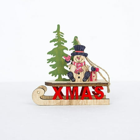 

TANGNADE Christmas Decorative Articles Creativity Christmas Sled Old Man Decorative Pendant Christmas Wooden Crafts