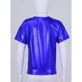 thumbnail image 3 of Manyakai Kids Girls Boys Shiny Metallic T-Shirt Short Sleeves Hip Hop Jazz Dance Performance Tees Royal Blue 130, 3 of 7