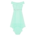thumbnail image 3 of Haitryli Girls Off Shoulder Evening Gown High Low Hem Wedding Party Dress Formal Gown Mint Green 8, 3 of 5