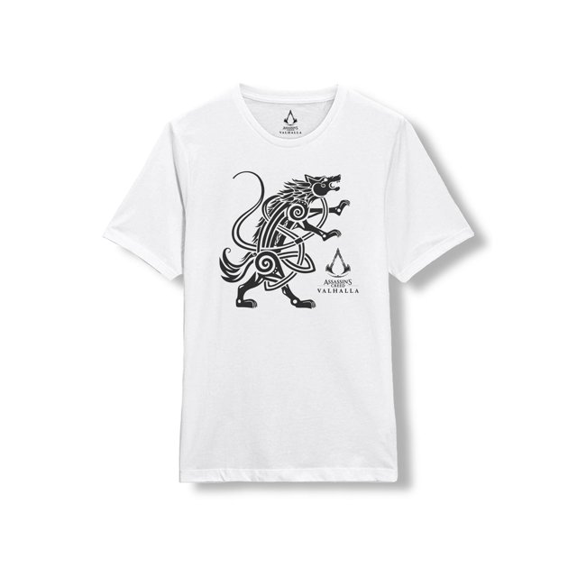 Assassin's Creed Valhalla - Camiseta Lobo para Adultos Unisex (Blanco)