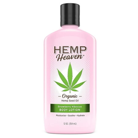 Hemp Heaven Organic Hemp Seed Oil Body Lotion (12 Ounces) - Strawberry Hibiscus - Moisturize  Soothe  Hydrate
