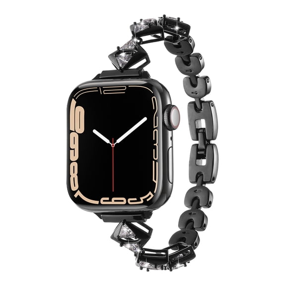 Bling Band Compatible for Apple Watch 38mm 40mm 41mm for Women, Cute Fashion Sparkle Bracelet Jewelry Metal Strap with Bands Removal Tool for iWatch Series 9 8 7 6 5 4 3 2 1 SE,Black