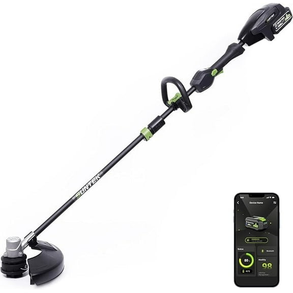 SUNTEK 40V 15-Inch Cordless String Trimmer with 4.0Ah Battery and Rapid Charger, IOT and APP Connection