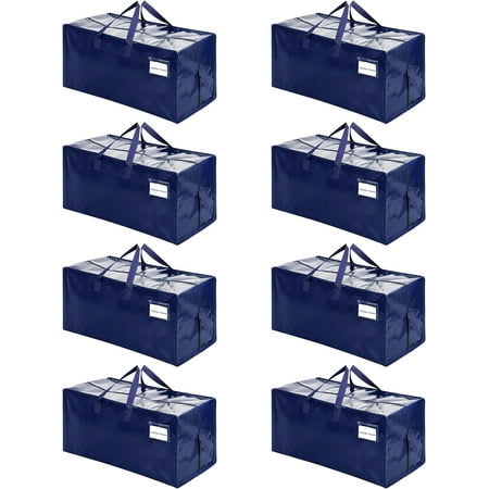 8 Pack Moving Bags w/Backpack Straps, Moving Boxes & Storage Bins Alternative, Packing Supplies, Camping Accessories Totes for Storage, Dorm Room Essentials Storage Bags (Blue, 8 Pack)