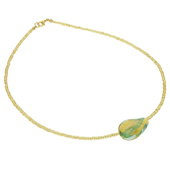 GlassOfVenice Murano Glass Royal Aqua Spiral Necklace