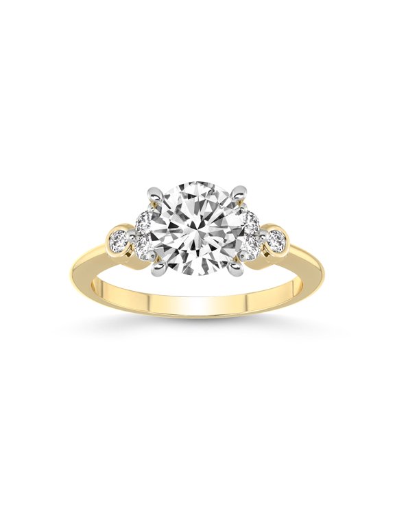 3 Carat IGI Certified Round Shape Lab Grown Diamond Engagement Ring | 14K Yellow Gold |Amore Side Stone Lab Diamond Ring | FG-VS1-VS2 Quality Friendly Diamonds