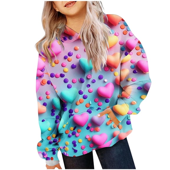 Felirenzacia Women’s Valentine Long Sleeve Pullover, Stylish Heart Graphic Shirt, Sky Blue,100