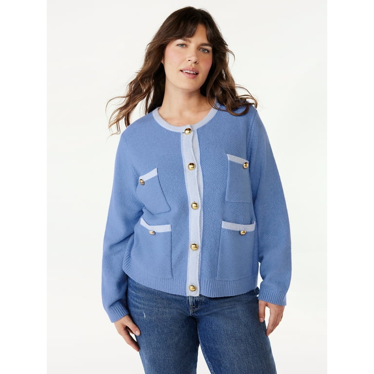 Free Assembly Women's Patch Pocket Mixy Teddy Fleece Jacket, Sizes XS-XXL 