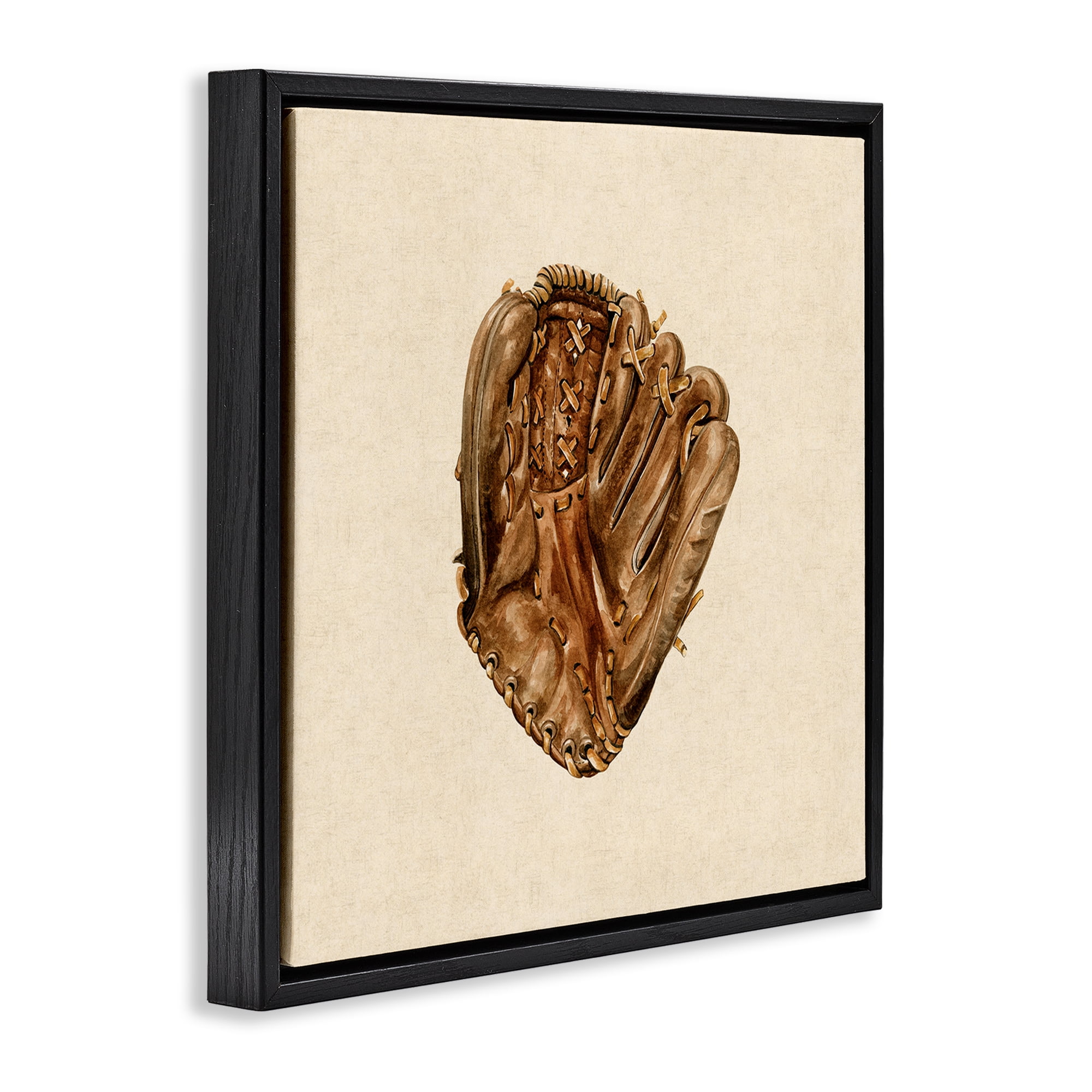 Stupell Industries All Star Baseball Glove Black Framed Floater Canvas Wall Art, design by Bethany Sandoval