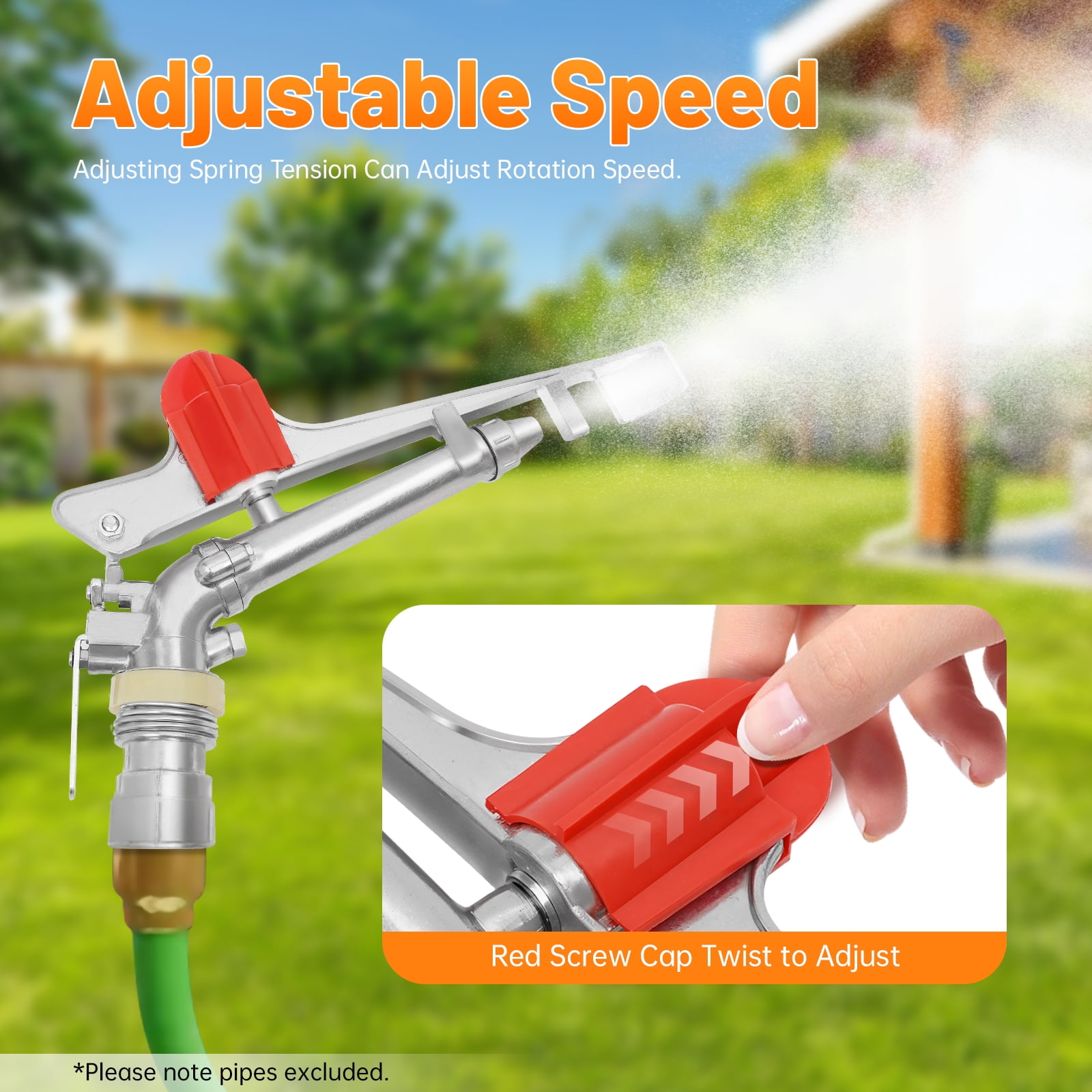 Tripod Sprinkler with Adjustable Spray Nozzles, 360° Rotation, High Efficiency, Zinc Alloy Construction, Water-Saving, Ideal for Gardening and Irrigation