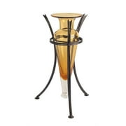 Amphora Vase on Wire Metal Stand in Amber