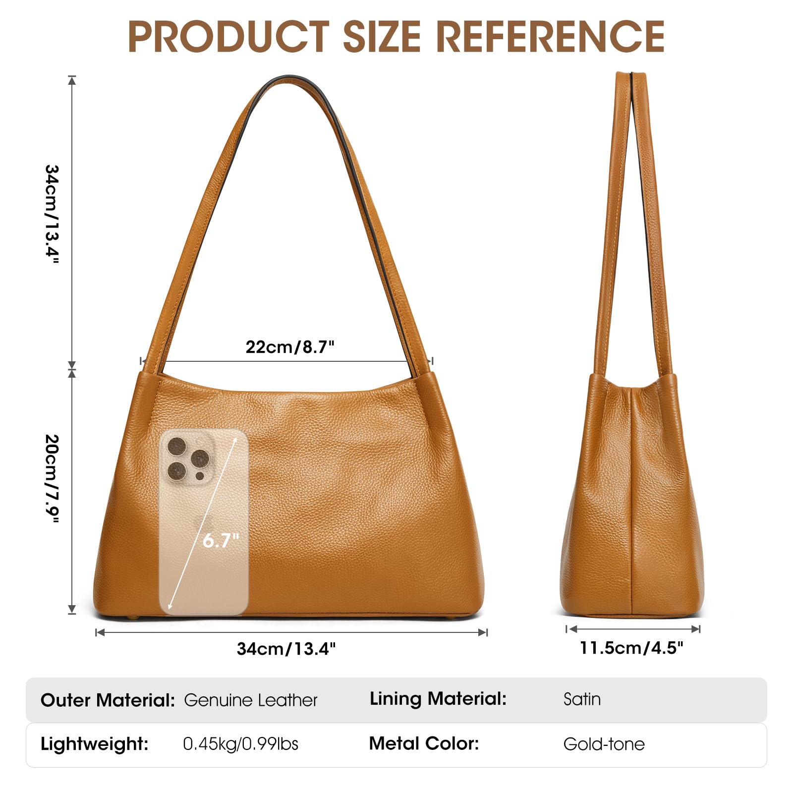 Kattee Leather Purses and Handbags for Women, Soft Genuine Leather Shoulder Hobo Bags with Top Magnetic Snap Closure
