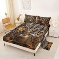 thumbnail image 2 of Castle Fairy Rustic Animal Deer King Sheets 4pcs,Fall Leaves Bedding,Brown Gray Orange,1 Fitted Sheet, 1 Flat Sheet and 2 Pillowcases, 2 of 6