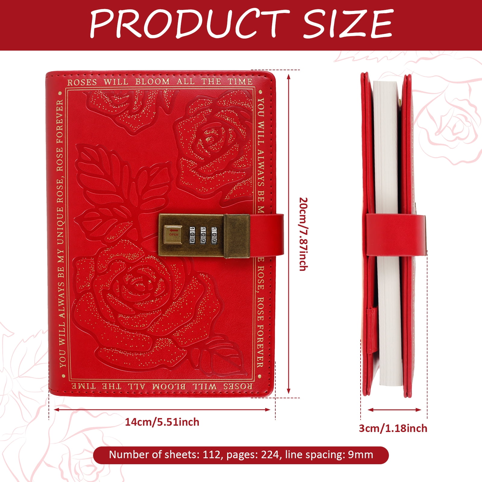 Wekvgz 2Pcs PU Leather Cover Lockable Journal for Writing Travel Journal Vintage Locking Notebook 224 Pages Thick Personal Locking Diary With Combination Passwords for Student Office Staff