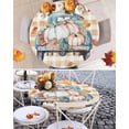 thumbnail image 6 of Fitted Round Tablecloths Table Covers 45-54in,Thanksgiving Farm Blue Truck Pumpkin Waterproof Elastic Edged Table Cloth for Kitchen Dining Holiday Party Tables Decor,Fall Maple Leaves on Checker, 6 of 6