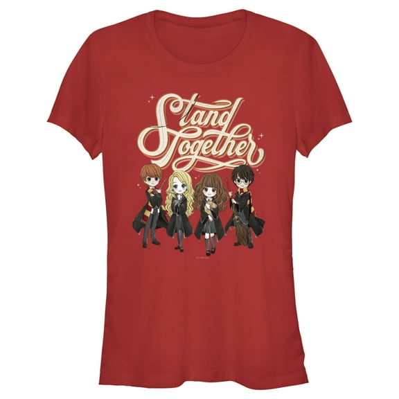 Junior's Harry Potter Stand Together Anime Friends  Graphic Tee Red Small