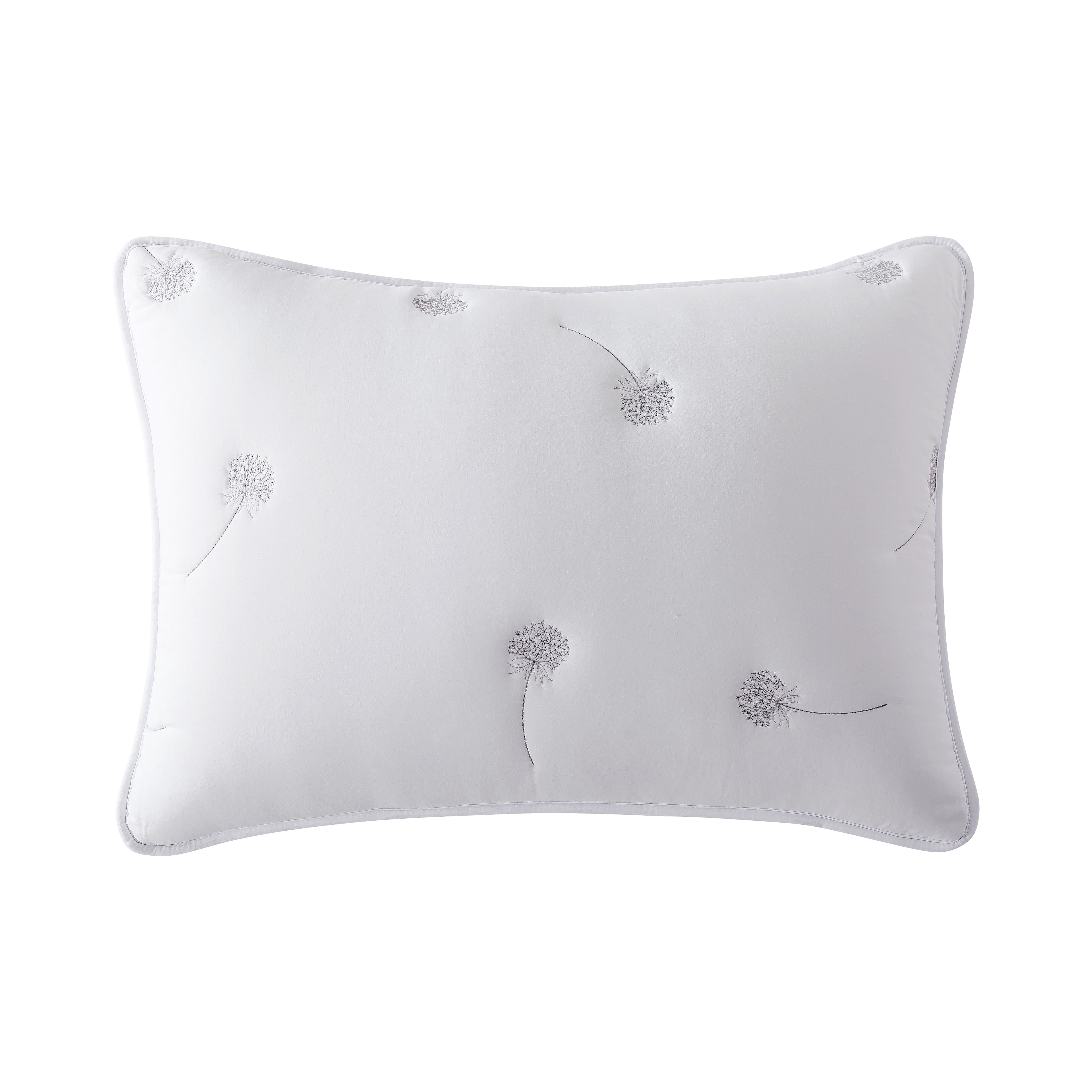 NSH by New Sega Home, 3-Piece Comforter Set, Embroidered Dandelion, White, Bed in a Bag, Full/Queen