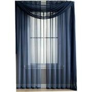 Ruthie's Textile 2-Piece Sheer Panel with 2inch Rod Pocket - Window Curtains 54-inch Width X 84-inch Length Navy