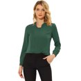 thumbnail image 1 of INSPIRE CHIC Blusa de gasa sólida de manga larga para oficina de trabajo para mujer Verde oscuro XS, 1 of 5