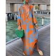 thumbnail image 2 of Robes Élégantes pour Femmes 2023 Été Décontracté Mode Imprimé Col en V Ample Rétro Confortable Robe Maxi Robe Femme P-TTTG QZX, 2 of 6