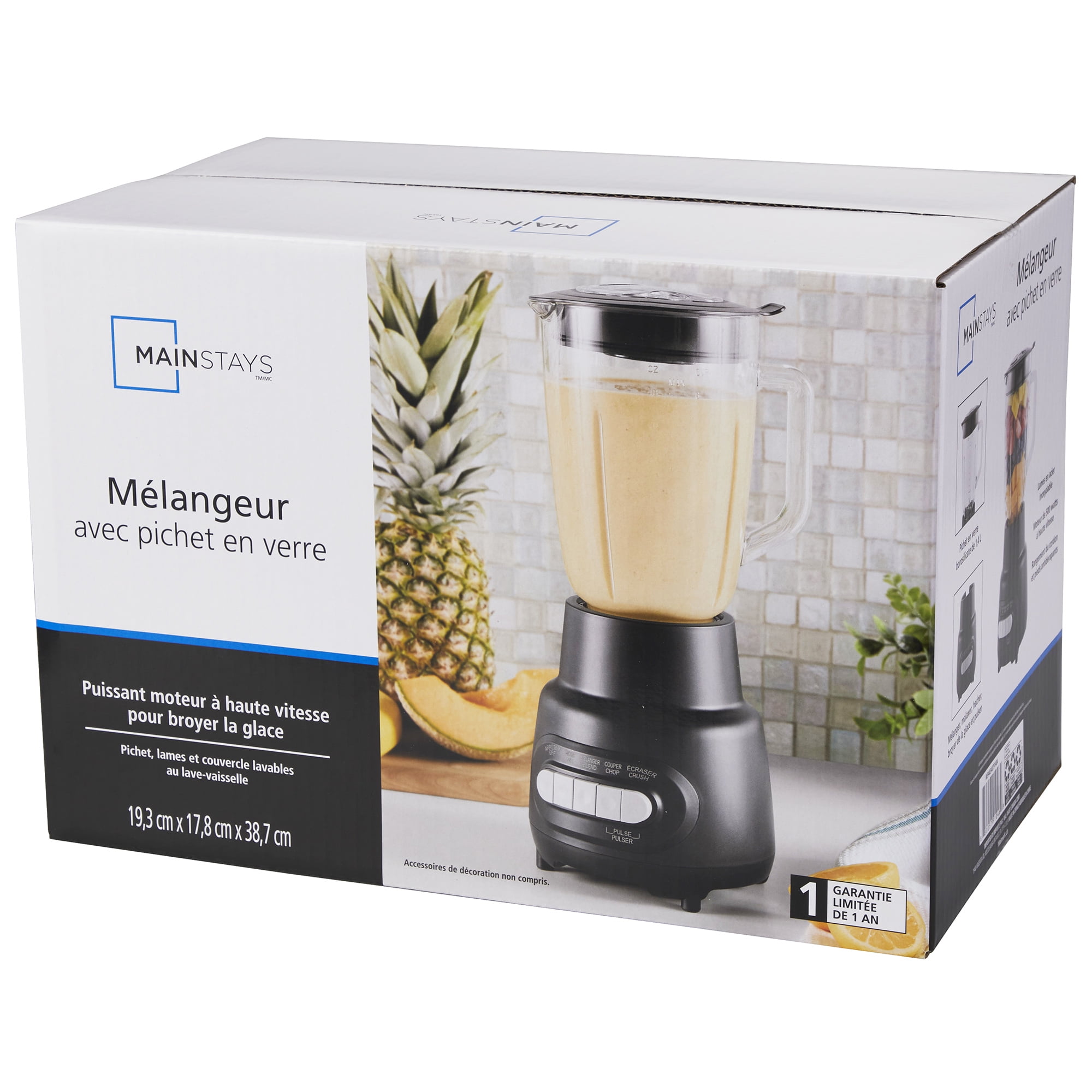 Mainstays 5 Speed  Glass Jar  Blender With Capacity 48 Oz, Black