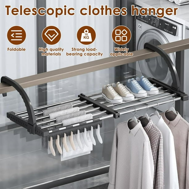 Portable Clothes Drying Rack for Balcony Railings Windowsill Folding Towel Rack Indoor Outdoor Retractable Laundry Rack with Sock Clips for Drying Socks Walmart