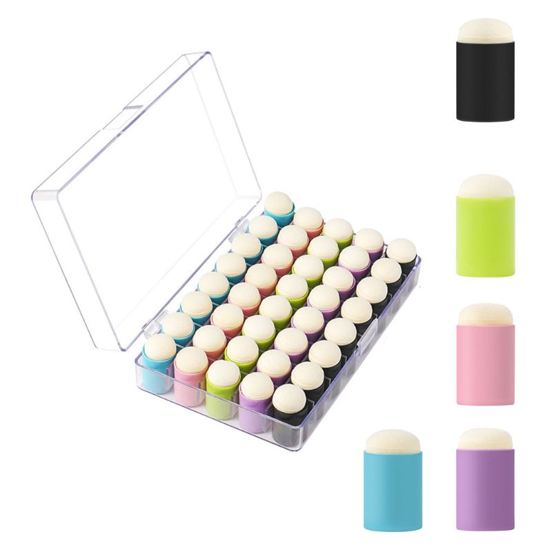 40 Pack of Finger Sponge Daubers with Storage Case for Painting Art Ink