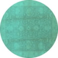 thumbnail image 1 of Ahgly Company Indoor Round Oriental Turquoise Blue Industrial Area Rugs, 5' Round, 1 of 4