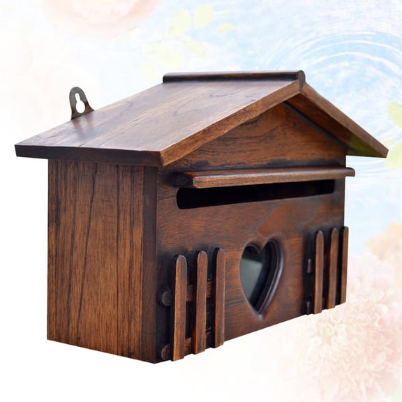 DEMACRIO Rustic Mailbox Dark Brown Wood 1Pcs for Outdoor Use