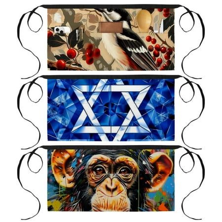 

Flag of Israel Three-Pocket Printed Work Apron - Half Apron with Servers in Mind